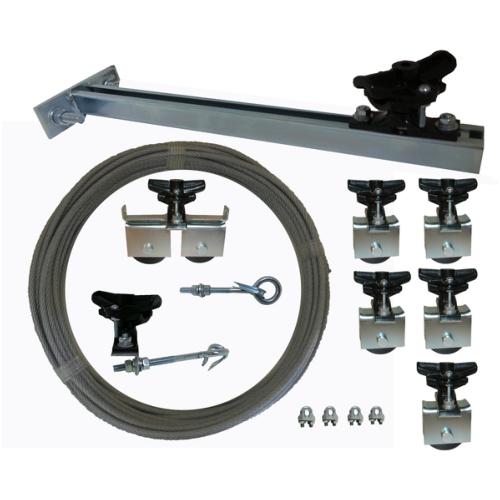 R-WS3: 40 Foot Travel Wheel Trolley Kit for Round Cable (.45"-.91" dia.)