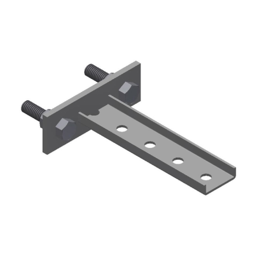 B-100-BRCT3: Steel T Bracket With Mounting Plate - 4 Holes 6.75